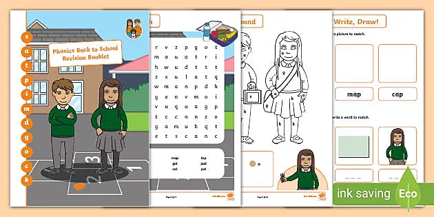 Back To School Phonics Level 2 Revision Booklet S A T P I N M D O