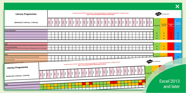 Literacy Progressions Spreadsheet - Year 3 - Australia