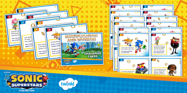 Sonic Multiplication and Division Challenges Math Task Cards