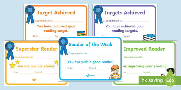 Editable Reading Certificate Templates for Kids Twinkl