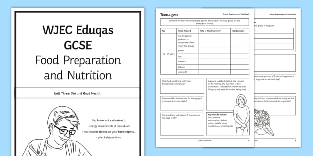 Gcse Food Preparation And Nutrition Unit 3 Diet And Good Health Revision 8742