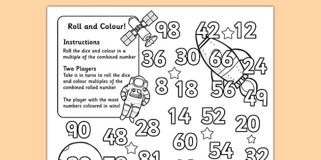 Multiplication Roll and Color Activity (Two Dice) - Twinkl