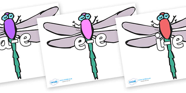 FREE! - Modifying E Letters on Dragonflies (teacher made)