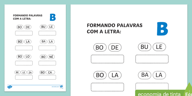 Desenvolvendo A Consciência Fonológica - Formando Palavras Com A Letra 'B'.