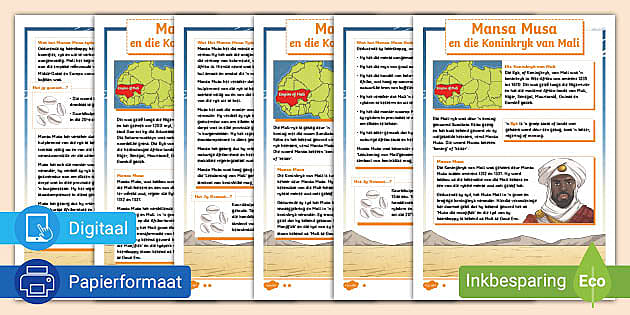 Mansa Musa en die Koninkryk van Mali Begripstoets Twinkl