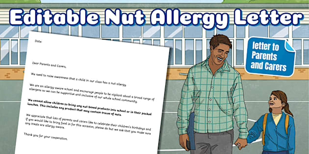 Editable Nut Allergy Letter to Parents Template