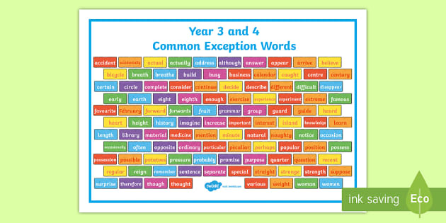 year-3-and-4-common-exception-words-on-multicoloured-bricks-word-mat