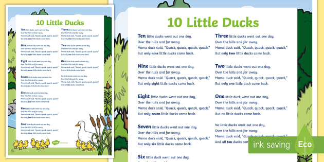 10 Little Ducks Nursery Rhyme Poster | Twinkl - Twinkl