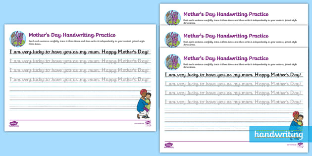 Mother's Day Continuous Cursive Worksheet - Eyfs Ks1