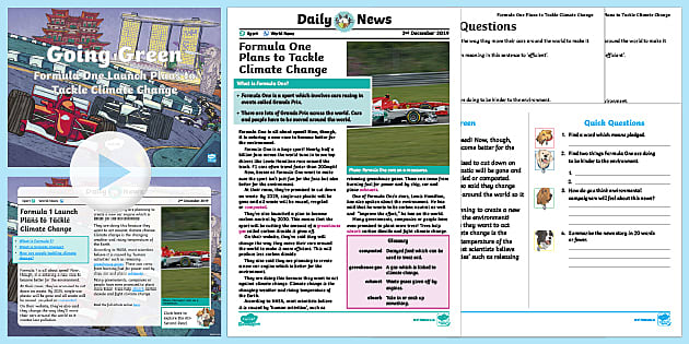 UKS2 Formula One Plans to Tackle Climate Change Daily News Resource Pack