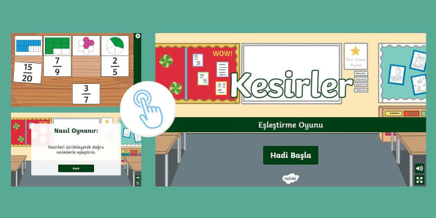 Kesirler İnteraktif Eşleştirme Oyunu Teacher Made