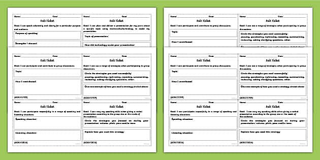 Speaking and Listening Exit Tickets Yr 6 (Teacher-Made)