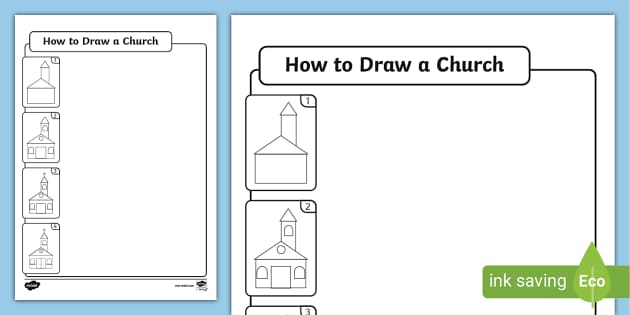 FREE! - How to Draw a Church (teacher made) - Twinkl