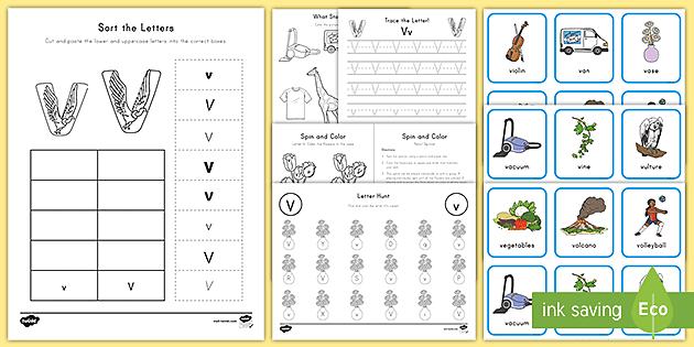 letter v worksheets for kindergarten primary resources