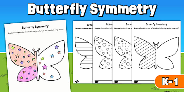 Butterfly Symmetry Worksheet for K-1