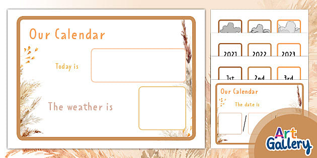 Boho Neutral Weather and Calendar Display Pack - Twinkl