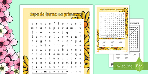 spring vocabulary word search spanish teacher made