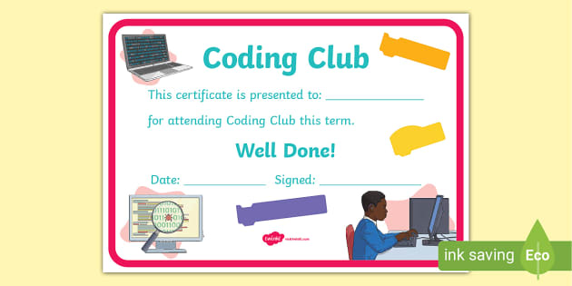 KS2 Coding Club Certificate - Certificates (teacher made)