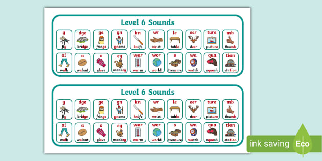 Level 6 Phonics Sound Table Strips - Primary Resources