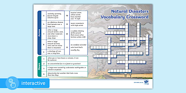 Natural Disasters Vocabulary Crossword - Twinkl