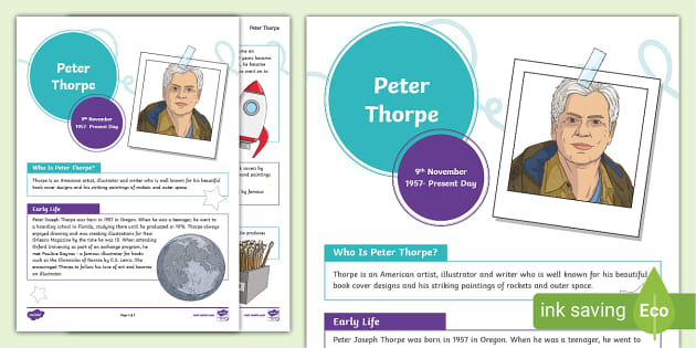 Peter Thorpe Fact Sheet - Famous Artists - KS2 - Twinkl