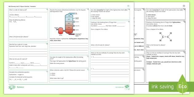 AQA Chemistry (Combined) Unit 7: Organic Chemistry Foundation Revision
