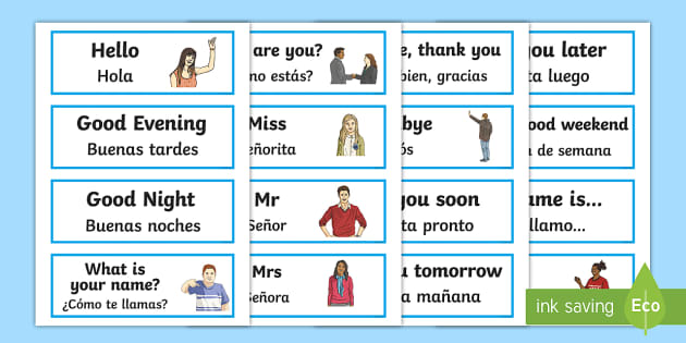 Greetings in Spanish | Greetings Word Cards (Teacher-Made)