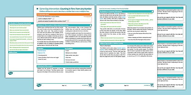 👉 Year 2 Maths Same-Day Intervention Plan: Counting in Tens from Any Number