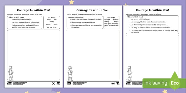 Courage Is Within You Differentiated Worksheets Twinkl