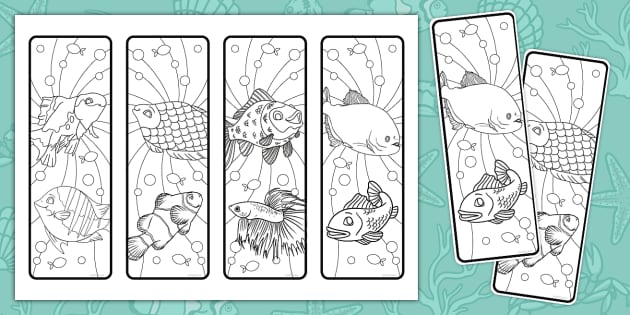 Fish Colouring Bookmarks (teacher made) - Twinkl