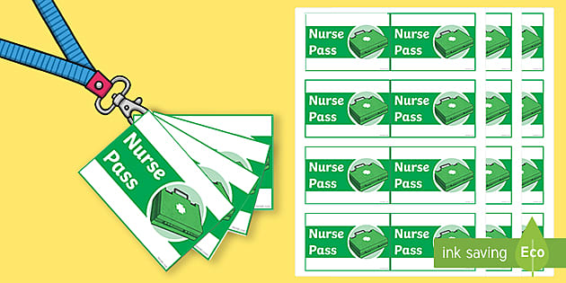 Nurse Pass Lanyard Cards Teacher Made