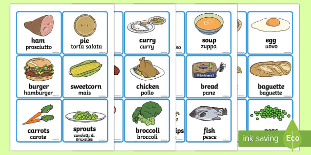  Food Word Cards English Italian food word cards 