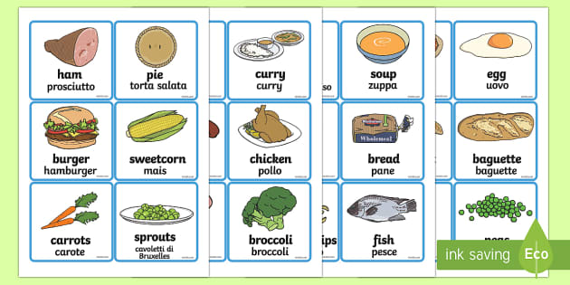 Twinkl English to Italian Food Word Cards