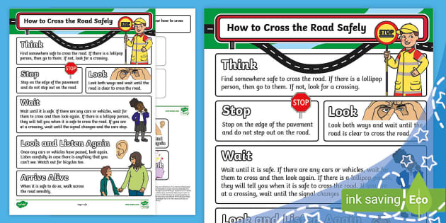 How to Cross a Road Safely with this road safety activity.