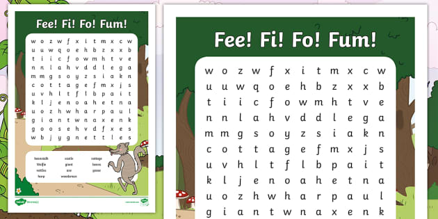 Fee! Fi! Fo! Fum! Word Search