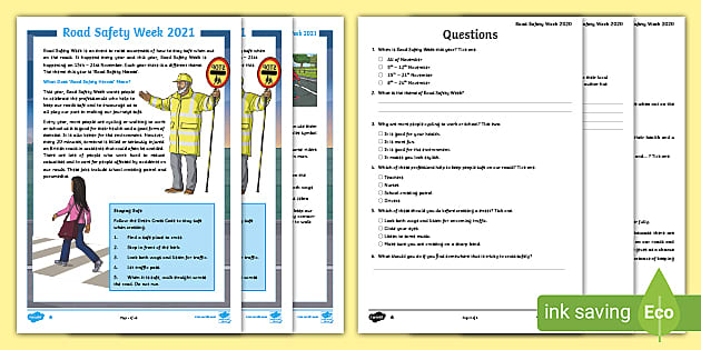 Road Safety Week LKS2 Differentiated Reading Comprehension