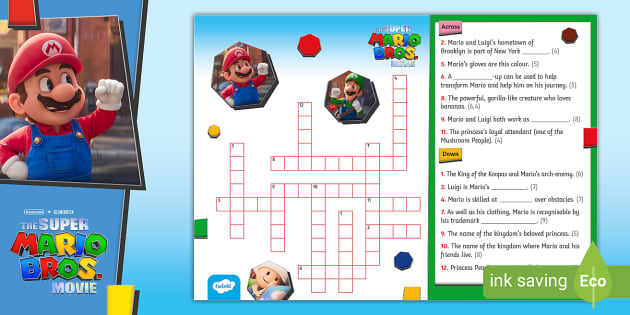 FREE Super Mario Crossword The Super Mario Bros Movie Twinkl