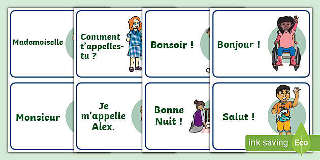 French Greetings A5 Flashcards (teacher made) - Twinkl