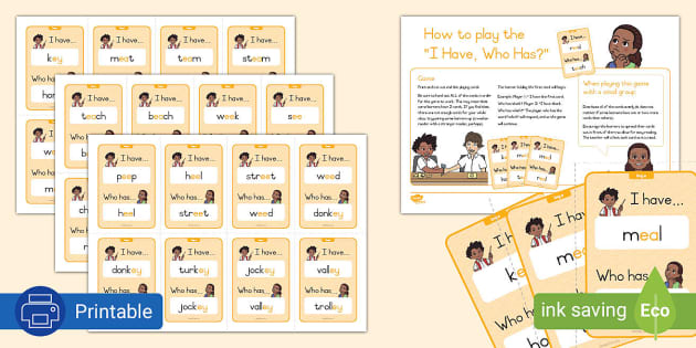Phonics Game: I Have, Who has? ea,ee,ey sounds - Twinkl