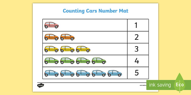 Counting Cars 1-5 Number Mat - Twinkl