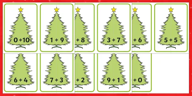 Christmas Tree Number Bonds to 10 (Teacher-Made)