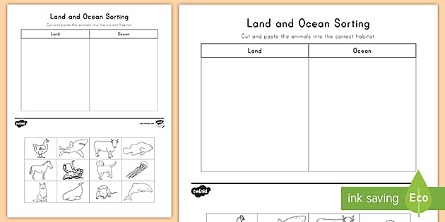Land and Ocean Animal Sorting Activity (teacher made)