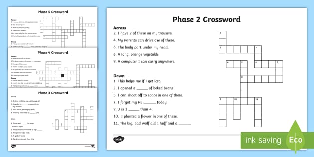 t l 8514 phase 2 to 5 phonics crossword resource pack ver 1
