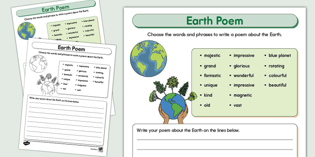 Earth Poem Writing Template (teacher made) - Twinkl