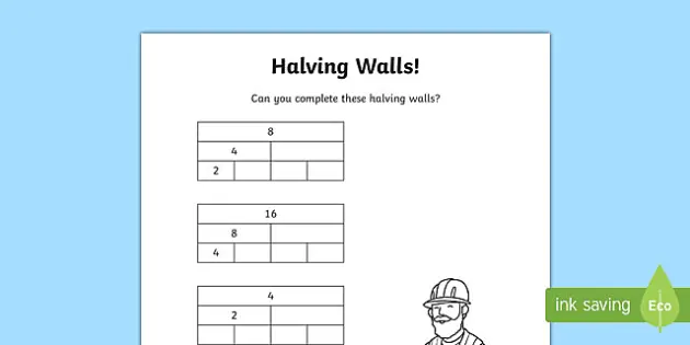 halving walls worksheet worksheet pack worksheet