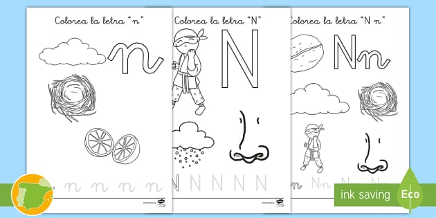 Hoja de colorear: La letra n (Hecho por educadores) - Twinkl hoja-de-colorear-la-letra-n-hecho-por-educadores-twinkl