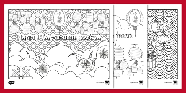 Mid Autumn Festival Lantern Mindfulness Coloring Sheets