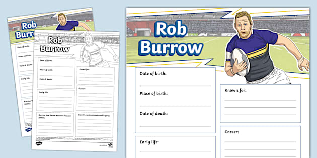 KS2 Rob Burrow Fact File Template (teacher made) - Twinkl