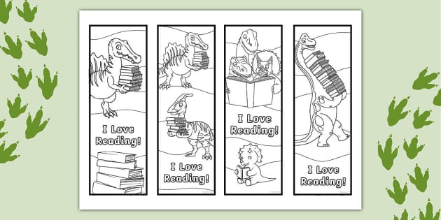 Dinosaur Colouring Bookmarks (teacher made) - Twinkl