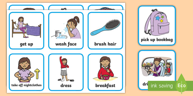 Visual Timetable Getting Ready For School Girls 